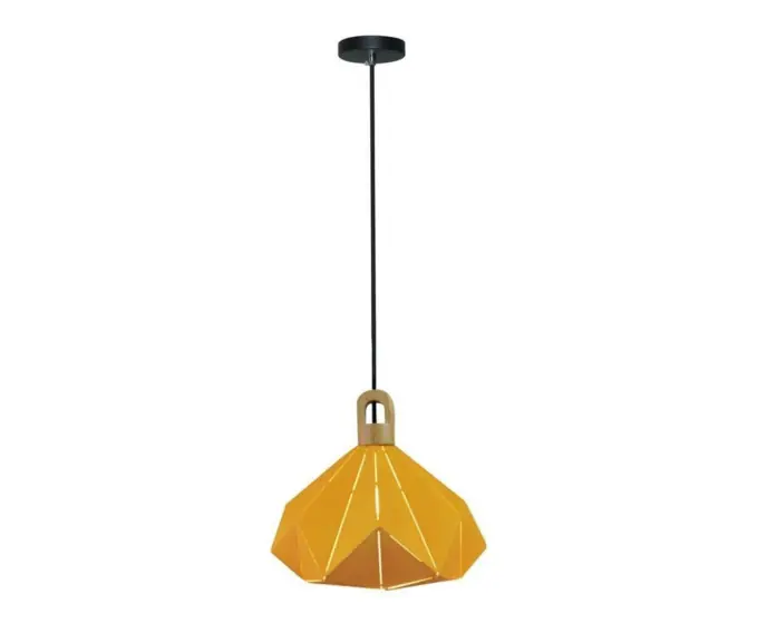 Taniej | Lampa wisząca V-TAC Drewno Żółty Pastel Seria Pryzmat 320x270mm VT-7323