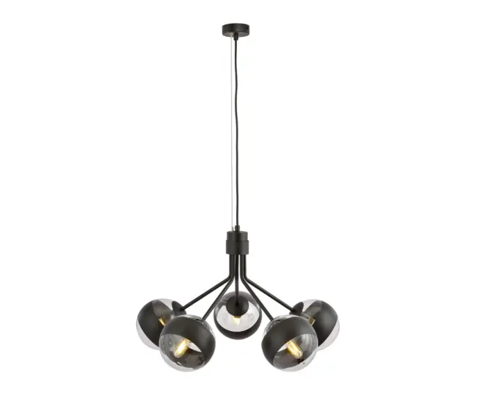 Bardzo popularny produkt - Żyrandol Emibig 5xE14 40W NOVA 5 BLACK/STRIPE 1139/5