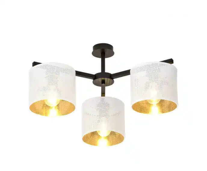 Profesjonalna jakość - Lampa sufitowa Emibig 3xE27 60W JORDAN 3 WHITE/GOLD 1145/3
