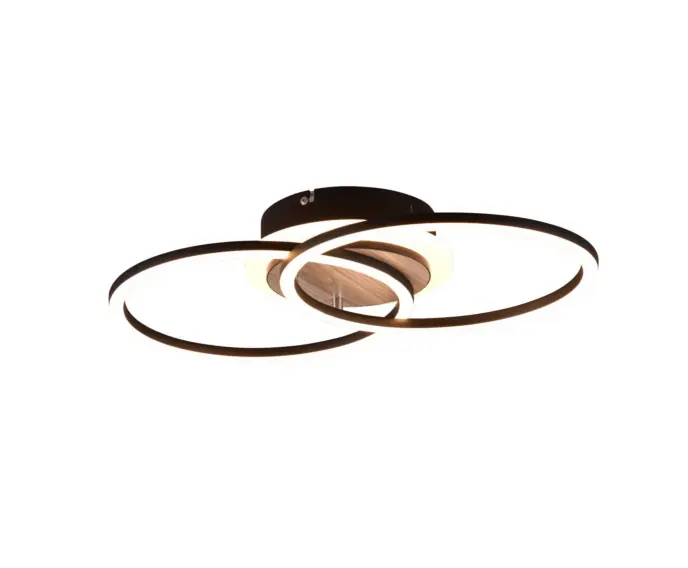 Oferta dnia - Lampa sufitowa nowoczesna drewno wbudowany LED GIRO brązowy RL R62783635