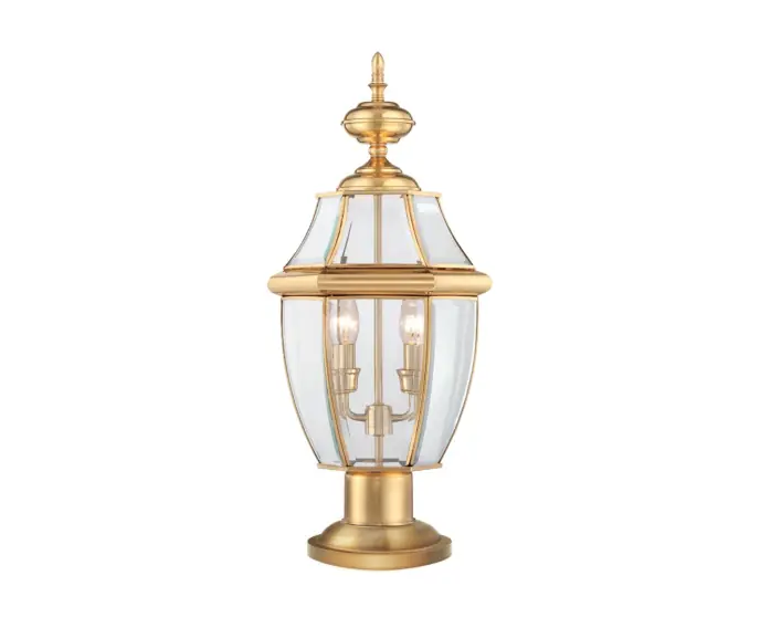 Lampa stojąca zewnętrzna 2xE14 polerowany mosiądz Newbury Quoizel QZ-NEWBURY3-L-PB - Skorzystaj z oferty