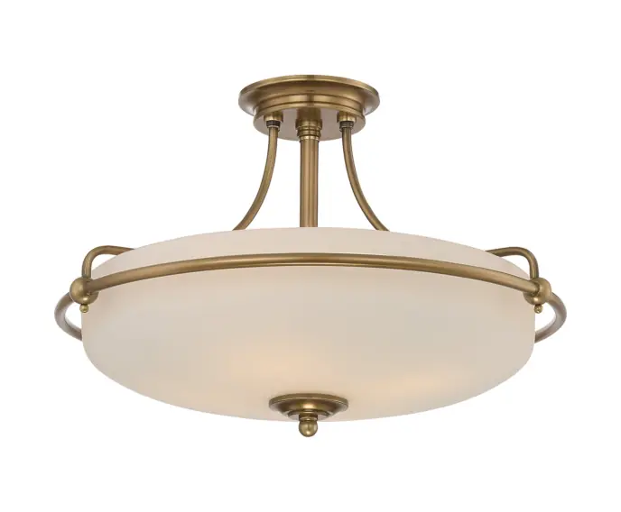 Lampa sufitowa półplafon stary mosiądz 4 źródła światła Griffin Quoizel | Na zamówienie