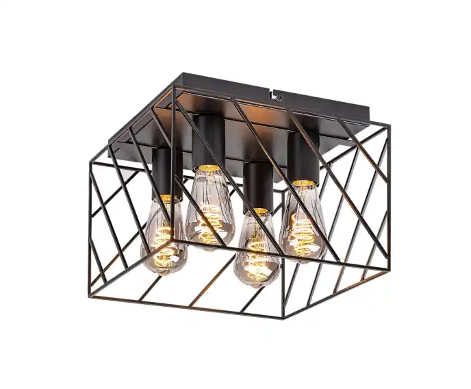 Lampa sufitowa industrialna E27 4x25W kolor czarny matowy 71027 Boroo Rabalux | Promocja kończy się wkrótce