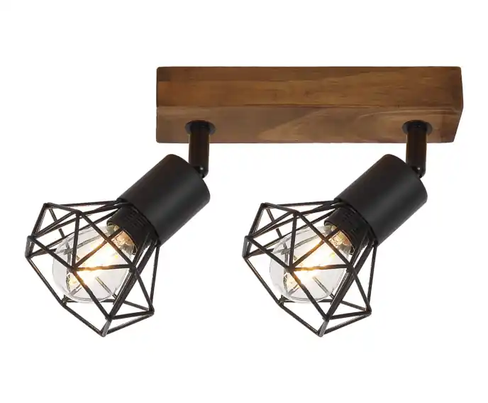Reflektor ścienno-sufitowy dąb / czarny matowy E14 2x40W Zeus 3138 Rabalux | Oferta dnia