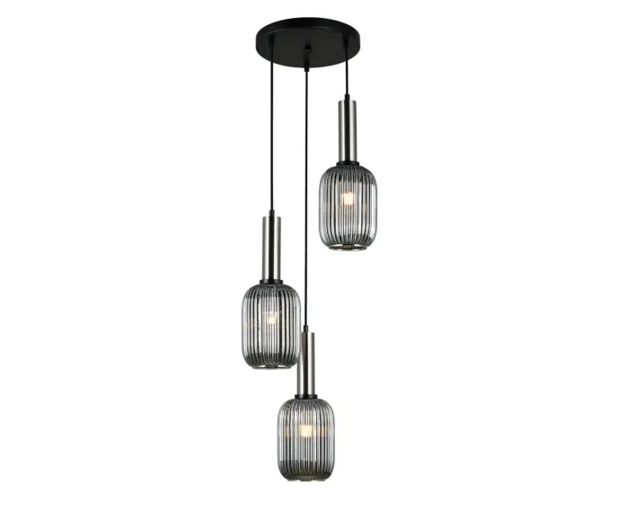 Niska cena | Lampa wisząca potrójna szklane klosze ANTIOLA Italux PND-5588-3AM-SC+SG