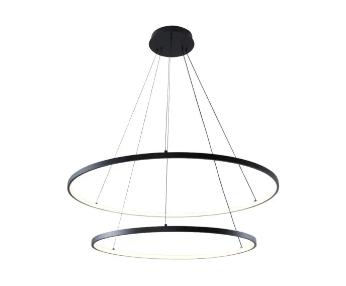 Żyrandol ledowy czarny 2 pierścienie BRENO LED 60W Zuma Line 2023200-BK | Mega okazja