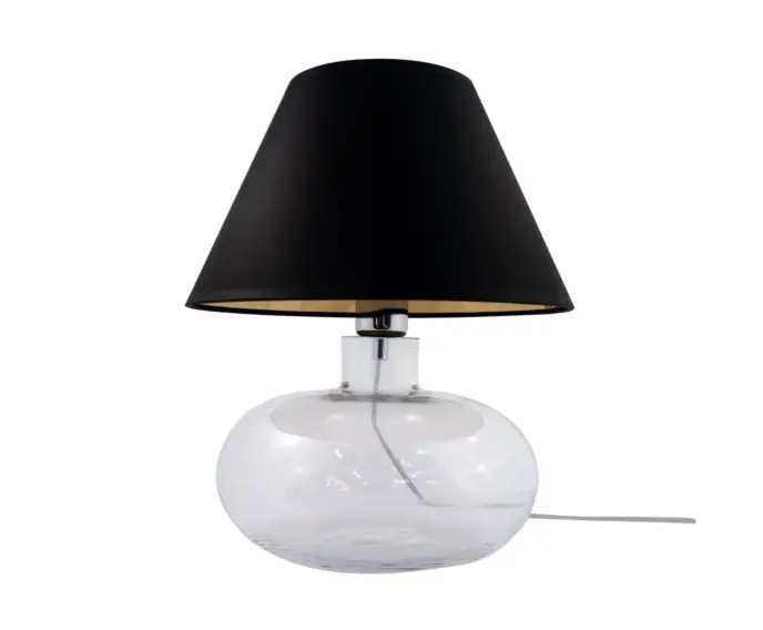 Lampa stołowa szklana przezroczysta z czarnym abażurem E27 40W Mersin Zuma Line | Ostatnie dni