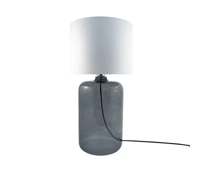 Lampa stołowa szklana dymiona biała z abażurem 60 cm E27 60W Amarsa Zuma Line | Do wyczerpania zapasów