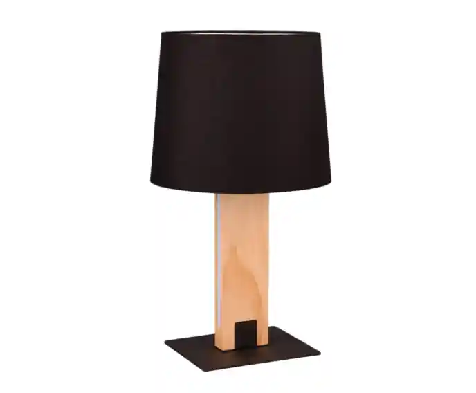 Nie czekaj - Lampa stołowa drewniana czarna z abażurem LED + E27 Rahul Trio
