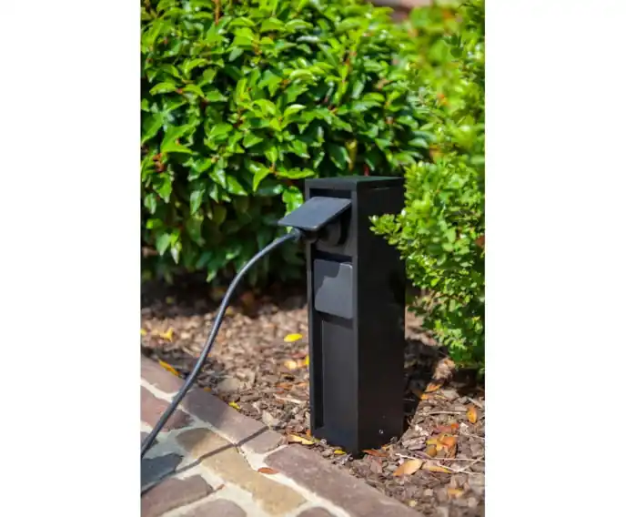Słupek elektryczny ogrodowy z 2xPL IP54 czarny MAINS Lutec 9702202012 | Bestseller