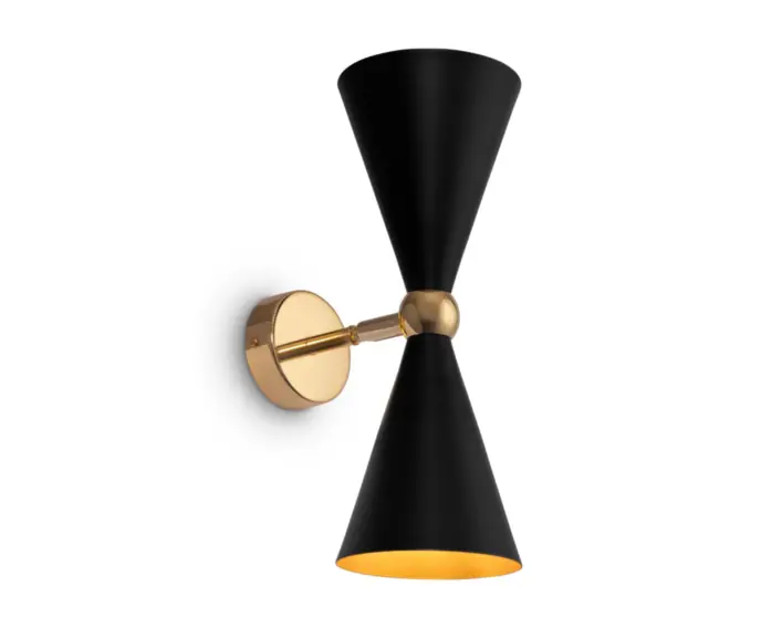 Lampa ścienna czarno-złota, metalowy klosz Vesper Maytoni MOD108WL-02GB | Oferta limitowana