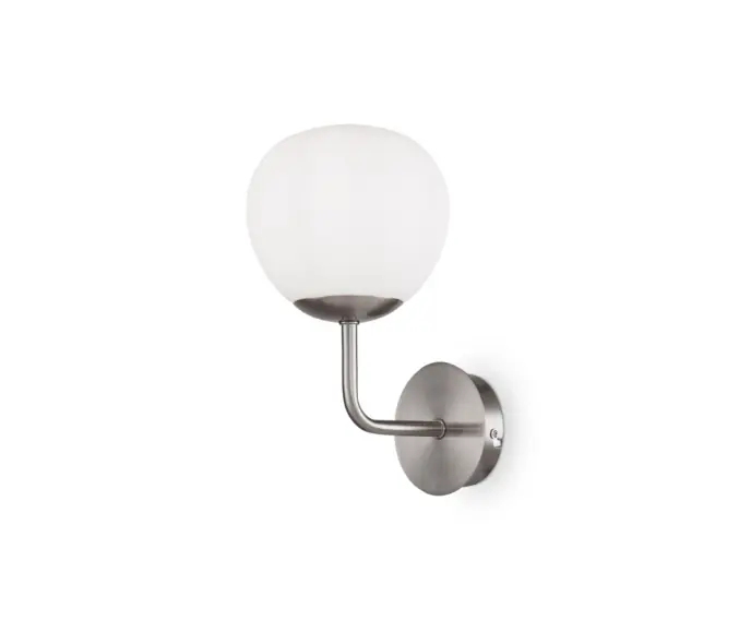Kup online - Lampa ścienna niklowany, biała kula Erich Maytoni MOD221-WL-01-N