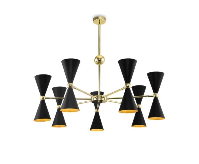 Oferta promocyjna | Lampa wisząca czarno-złota, metalowe klosze Vesper Maytoni MOD108PL-14GB