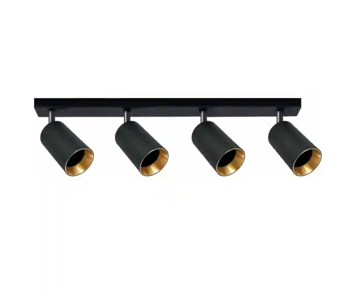 Premium - Lampa ścienno-sufitowa 4 GU10 czarno-złota + czarne pierścienie MARIBEL 319937 Polux