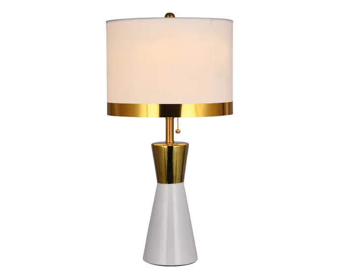 Lampa stołowa ceramiczna PIRAMIDA biała MT9055-WH Como | Tylko kilka sztuk