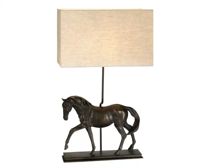 Tylko w tym tygodniu | Lampa stołowa z żywicy brązowa koń dekoracyjna Dorado E27 40W Designer‘s Lightbox