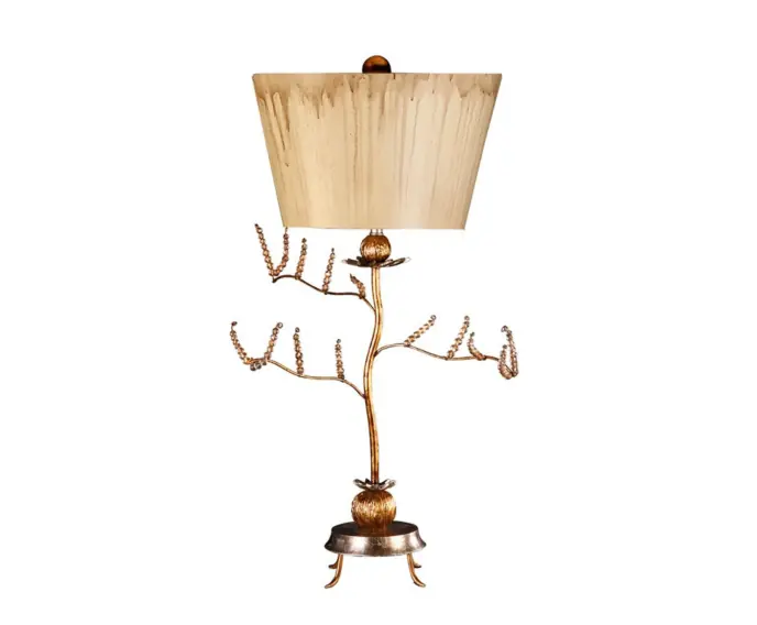 Ulubieniec klientów | Lampa stołowa Art Deco złote drzewo z kryształkami Kristal E27 60W Flambeau