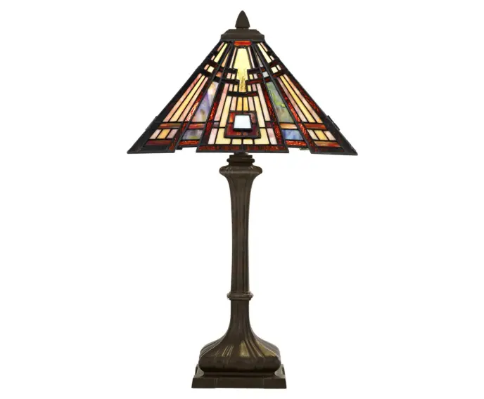 Lampa stołowa witrażowa kolorowa Tiffany Art Deco Classic Craftsman E27 60W Quoizel - Już w sprzedaży