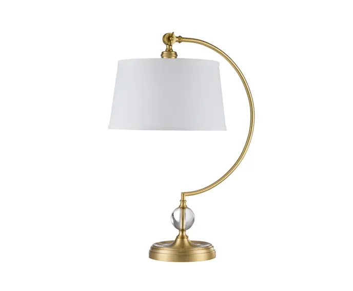 Bezpieczne zakupy | Lampa stołowa mosiężna z kremowym abażurem Jenkins E27 60W Quoizel