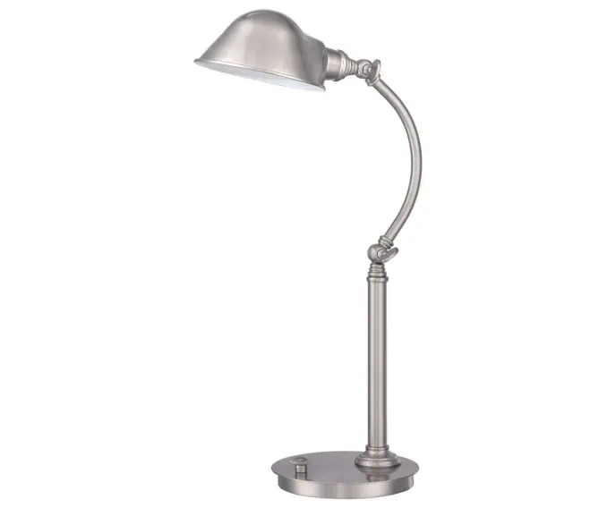 Nie przegap - Lampa biurkowa vintage nikiel regulowana LED 7W Thompson Quoizel