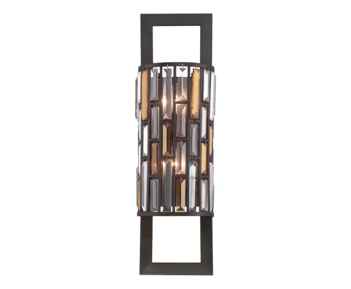 Wyjątkowa oferta - Kinkiet glamour szklany brązowy 20 cm Gemma 2xE14 60W Hinkley