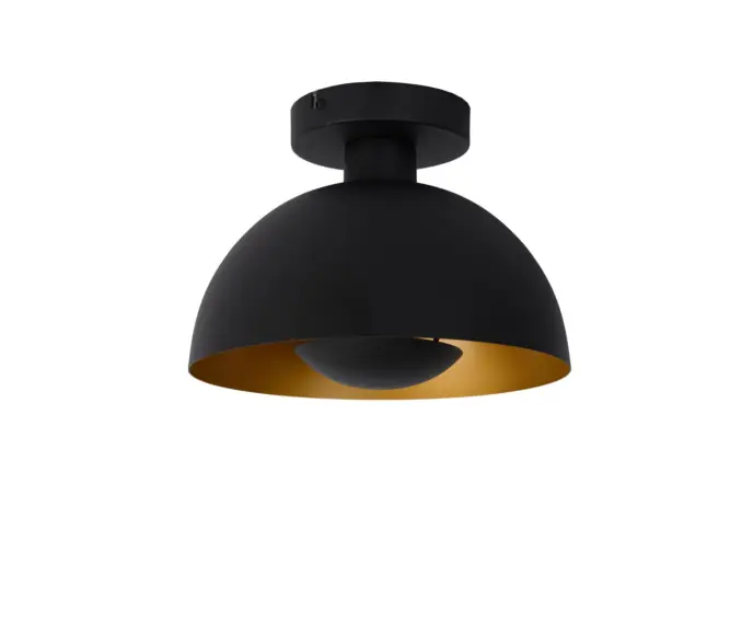 Nie przegap okazji - Lampa sufitowa półokrągła czarno złota SIEMON 1xE27 40W Lucide