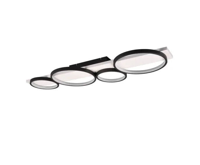 Lampa sufitowa poczwórny ring nowoczesna czarna z białym MEDERA LED 44W Trio | Produkt wysokiej jakości