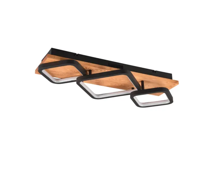 Bestseller - Lampa sufitowa nowoczesna czarny mat z drewnem 67cm RAMA LED 32W Trio