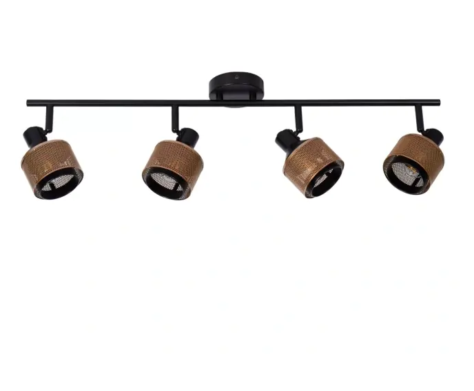 Lampa sufitowa industrialna listwa poczwórny reflektor czarno złota RAFA 4xE14 40W Lucide - Jeszcze taniej