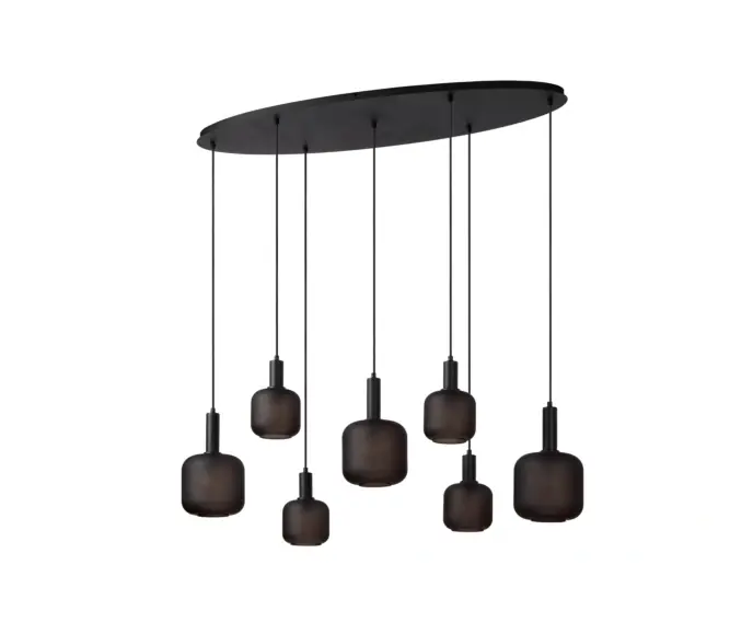 Wyprzedaż zapasów | Lampa wisząca nowoczesna ze szklanymi kloszami czarna ELOISE 7xE27 40W Lucide