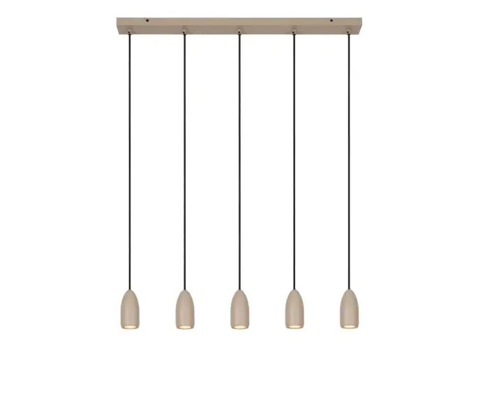Ostatnia szansa - Lampa wisząca nowoczesna nad stół / wyspę szara EVORA 5xGU10 35W Lucide