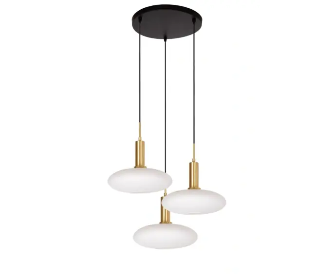 Lampa wisząca okrągła białe szklane klosze ze złotym wykończeniem SINGALA 3xE27 60W Lucide | Nowa pozycja w ofercie