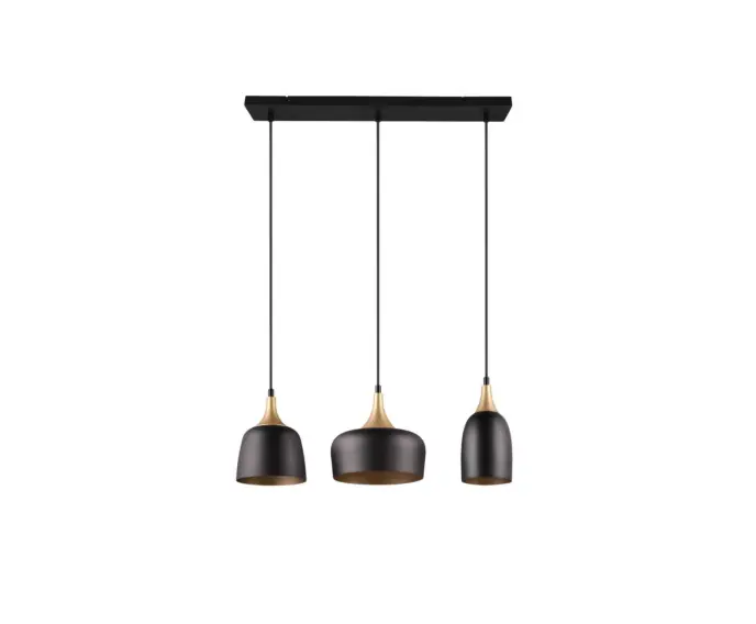 Lampa wisząca potrójna z kloszami o nieregularnych kształtach czarna CHIRAZ 3xE27 25W Trio - Sprawdzony wybór