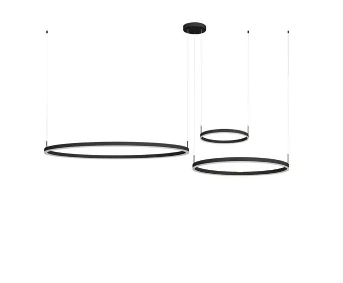 Lampa wisząca ozdobna 3 ringi czarna LED 102W Jolieta IdeaLed | Ostatnie egzemplarze