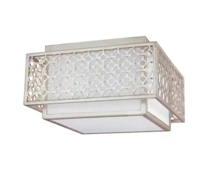 Plafon dekoracyjny kwadratowy 36.8 cm 2xE27 60W ciepły srebrny Kenney Feiss | Duży rabat