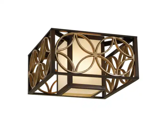 Plafon dekoracyjny kwadratowy 36.8 cm 2xE27 60W stary brąz / paryski złoty Remy Feiss - Zniżka
