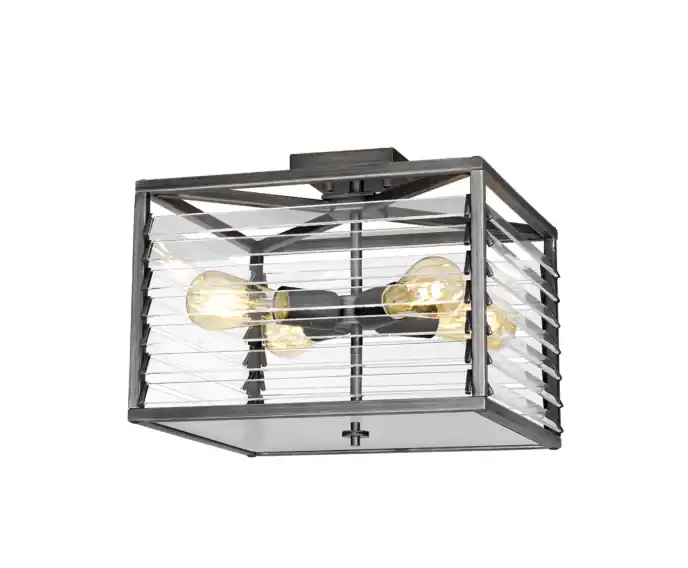 Nowa pozycja w ofercie - Plafon industrialny klatka kwadratowy 39.2 cm 4xE27 60W szary Louvre Elstead