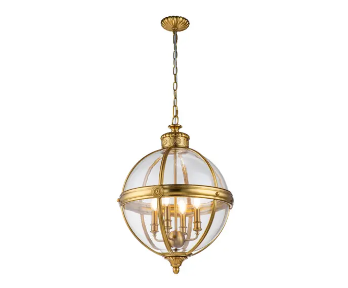 Lampa wisząca vintage kula oksydowany mosiądz Adams 4xE14 60W Feiss - Premium