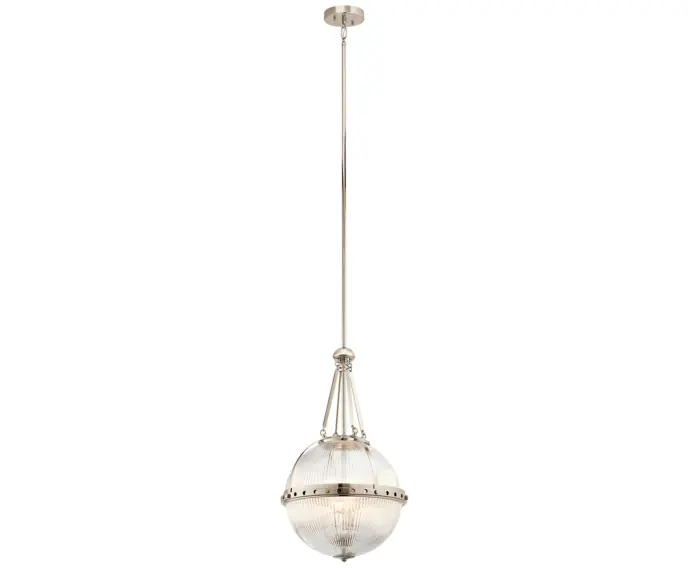 Top produkt - Lampa wisząca kula szklana polerowany nikiel Aster 3xE14 60W Kichler