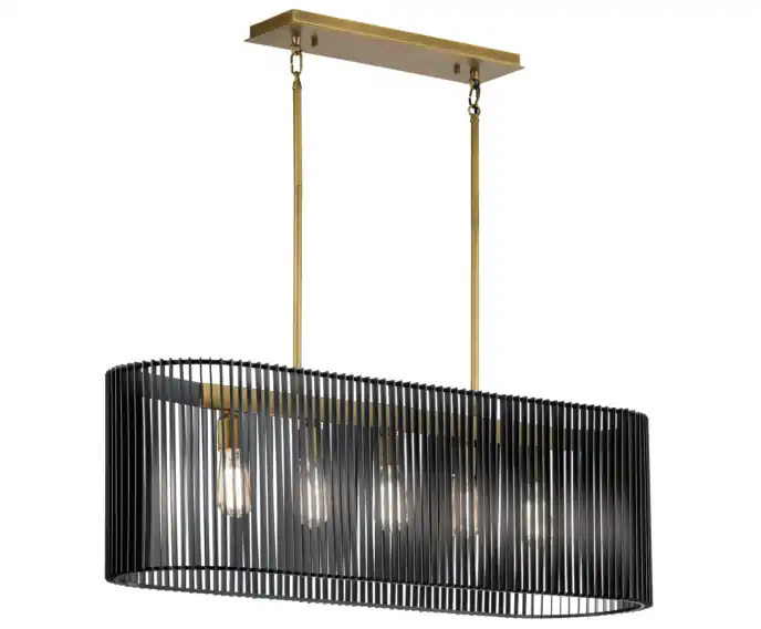 Popularny produkt - Lampa wisząca nad stół czarna / naturalny mosiądz Linara 5xE27 60W Quintiesse