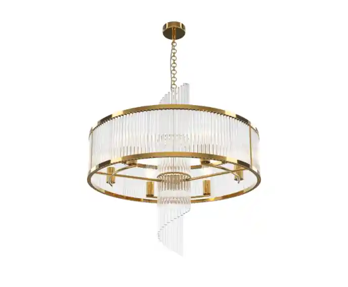 Oferta specjalna | Lampa wisząca świecznikowa okrągła złota przezroczysta do salonu Frame 6xE14 60W Maytoni