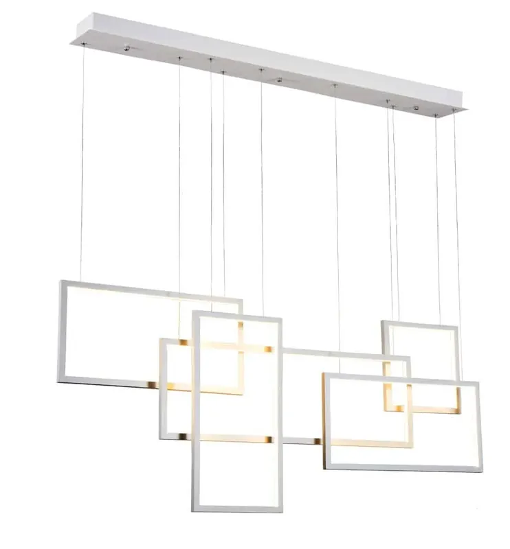 Wysoka jakość - Lampa wisząca metalowa biała prostokątna 120cm AZ2851 z serii RING QUADRATUS - Azzardo