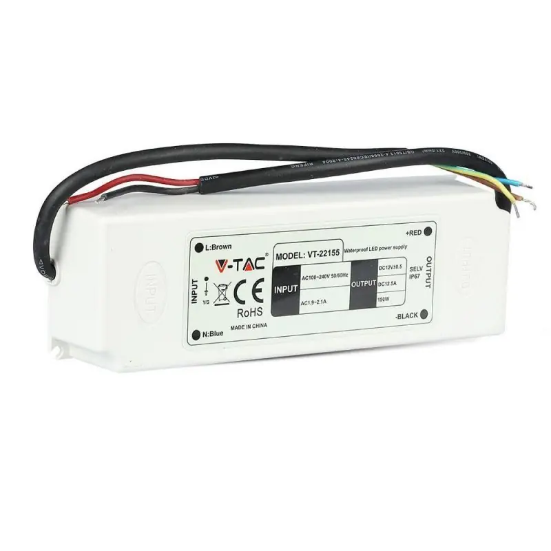 Promocja kończy się wkrótce - Zasilacz LED V-TAC 150W 12V 12.5A IP67 hermetyczny filtr EMI VT-22155 5 lat gwarancji