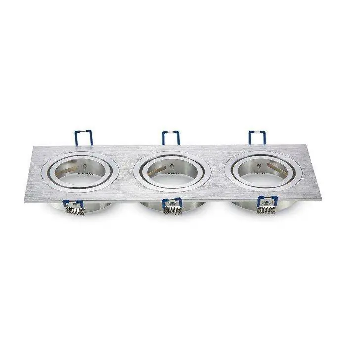 Oczko V-TAC aluminiowe odlew 3xGU10 kwadrat aluminium szczotkowane VT-784SQ-AB - Hit sprzedaży