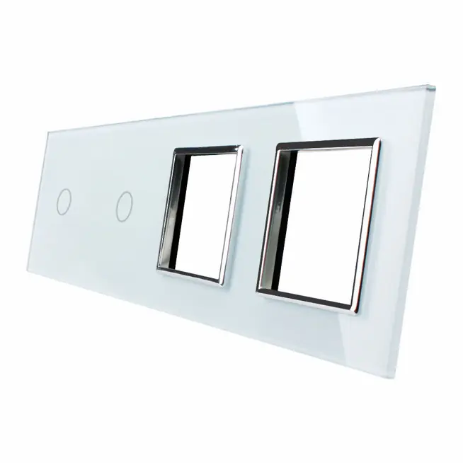 7011GG-61 Biały panel szklany dotykowy dwuprzyciskowy z miejscem na dwa gniazda elektryczne | Superoferta