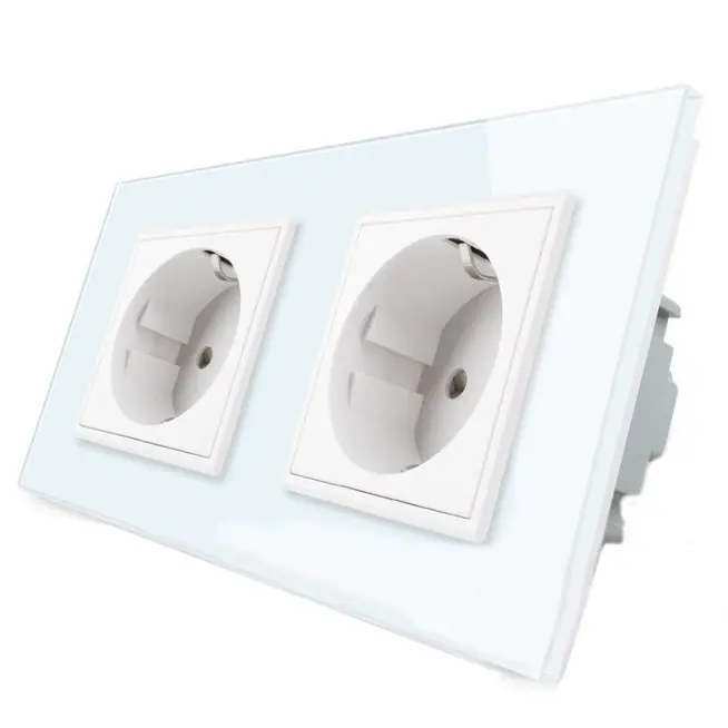 Komplet LIVOLO dwa gniazda w szklanej ramce kolor biały - Top oferta