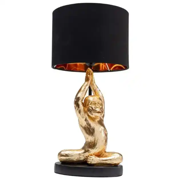 LAMPA STOŁOWA ANIMAL YOGA MONKEY Ø25X48 CM CZARNO-ZŁOTA | Hit cenowy