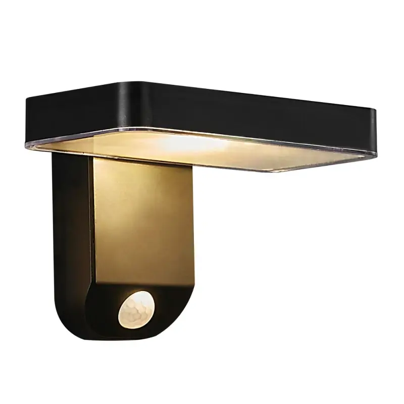 Na stanie | RICA SQUARE SOLAR lampa ścienna zewnętrzna NORDLUX, solarna, z czujnikiem ruchu, LED, czarny, IP44, 3000K