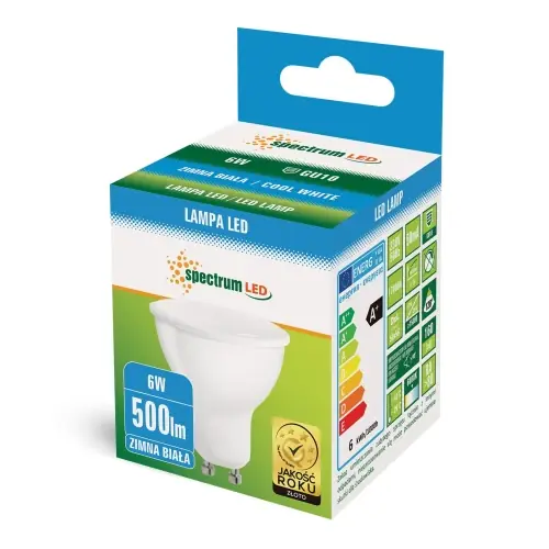 ŻARÓWKA LED 6W zimna 500LM 6000K GU10 WOJ+13266 SPECTRUMLED | Oferta
